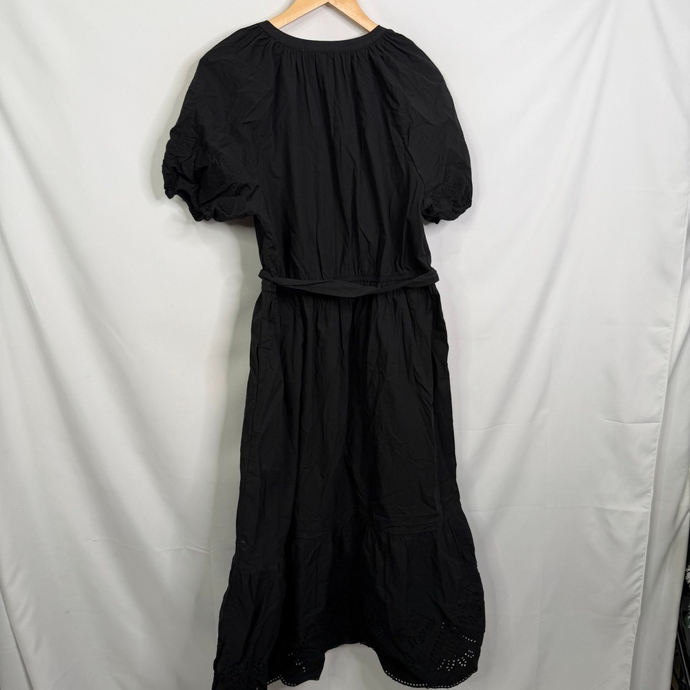 Daniel Rainn Puff Sleeve Maxi Dress Black Eyelet Cotton 1X NWT - Picture 6 of 9